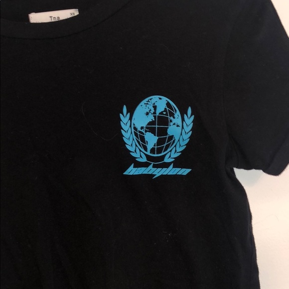 Black TNA T-shirt with stripes on the shoulder - Picture 3 of 4